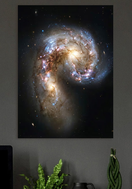 Interacting Galaxies — metal poster wall art by Lineer
